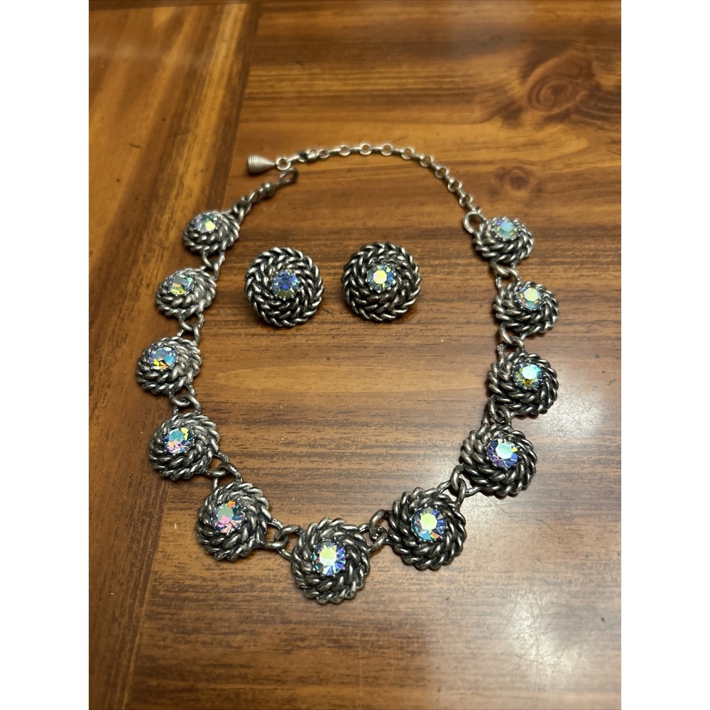GORGEOUS AURORA 1950's NECKLACE EARRING SET - CORO TWISTING Rope
